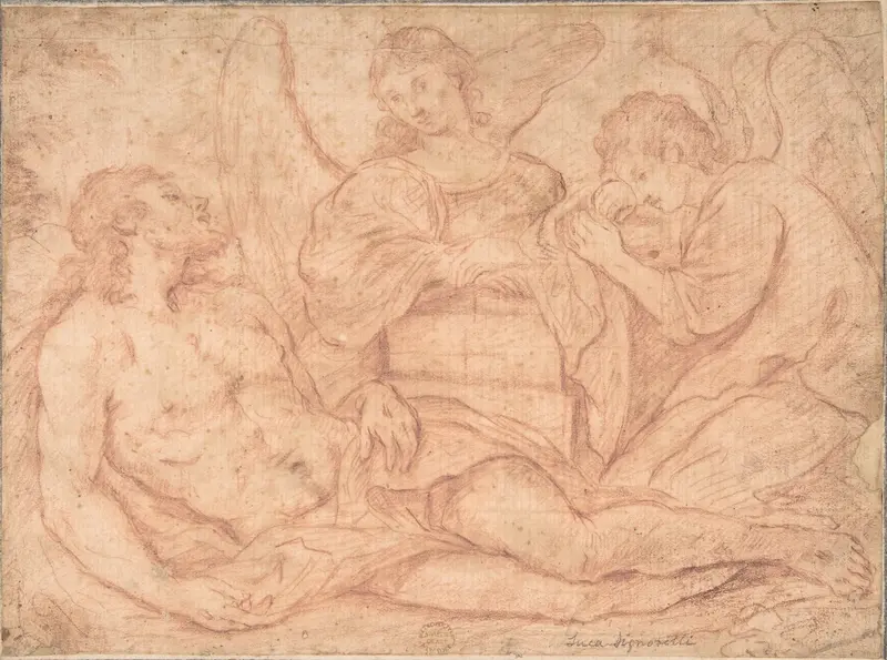 Dead Christ Mourned Over by Angels Wall Art by Anonymous, Italian, Roman-Bolognese, 17th century - High-Resolution Digital Print