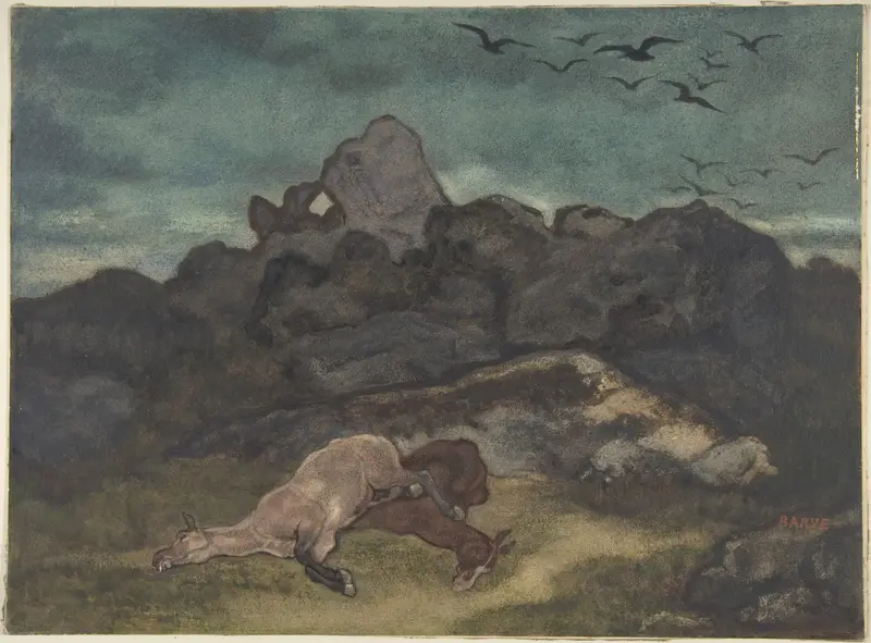 Dead Horses Wall Art by Antoine-Louis Barye - High-Resolution Digital Print