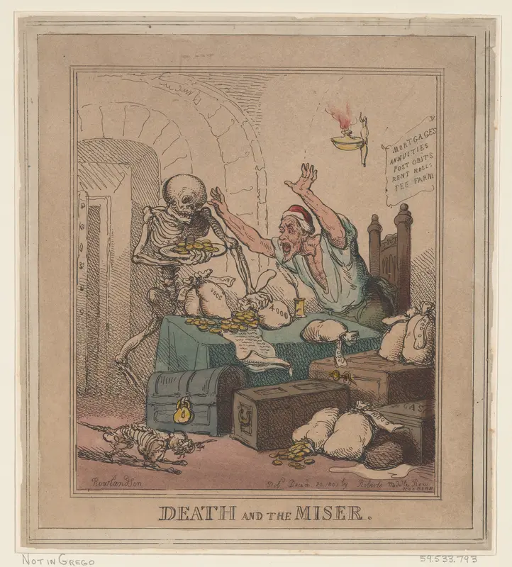 Death and the Miser Wall Art by Thomas Rowlandson - High-Resolution Digital Print