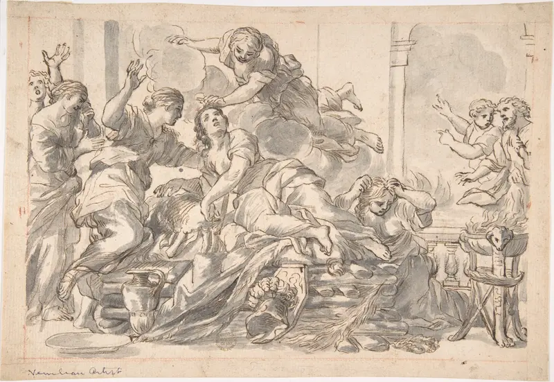 Death of Dido Wall Art by Giovanni Francesco Romanelli - High-Resolution Digital Print