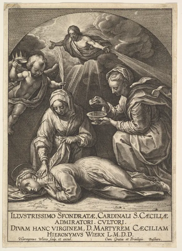 Death of St. Cecilia Wall Art by Hieronymus (Jerome) Wierix - High-Resolution Digital Print