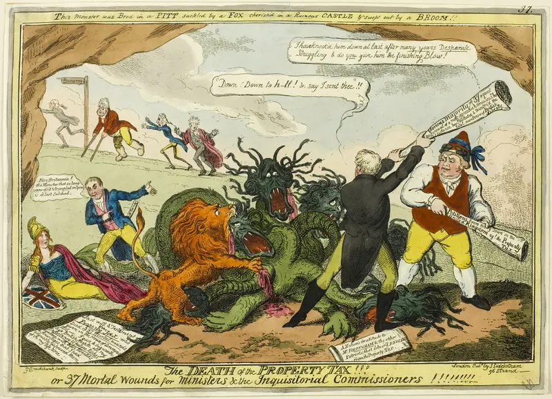 Death of the Property Tax!! Wall Art by George Cruikshank - High-Resolution Digital Print