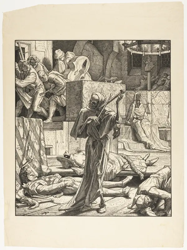 Death the Strangler, The First Outbreak of Cholera at a Masked Ball in Paris, 1831 Wall Art by Alfred Rethel - High-Resolution Digital Print