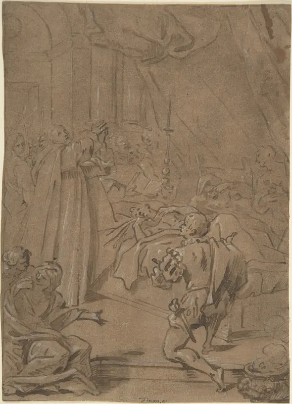 Deathbed Scene Wall Art by Anonymous, Flemish, 17th century - High-Resolution Digital Print