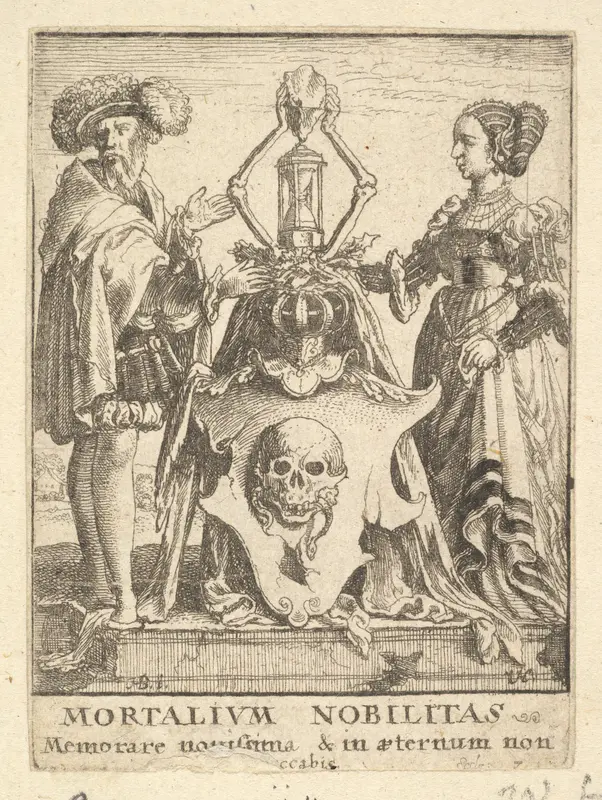 Death's coat of arms, from "Dance of Death" Wall Art by Wenceslaus Hollar - High-Resolution Digital Print