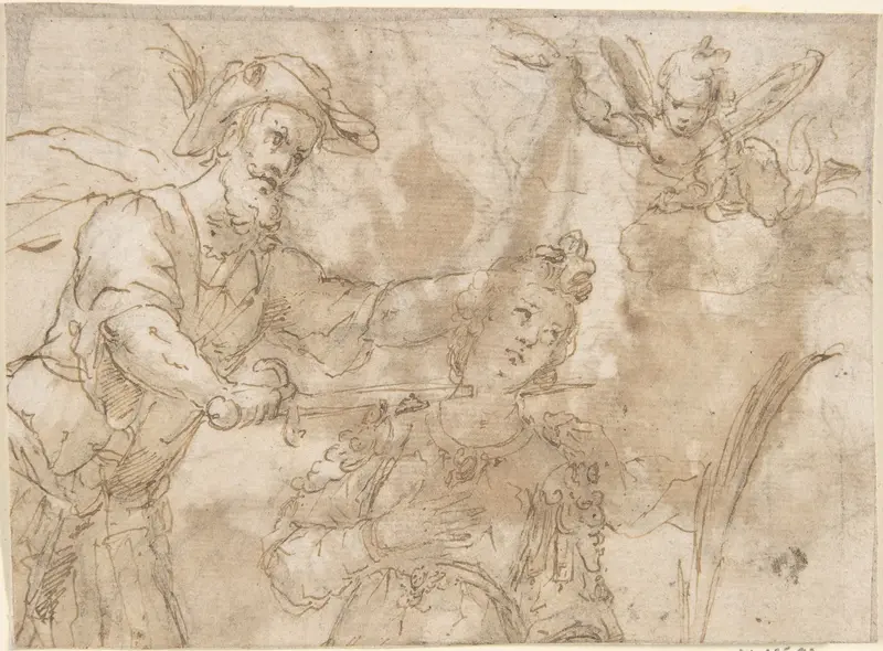 Decapitation of a Female Martyr (Saint Catherine of Alexandria?) Wall Art by Anonymous, Spanish, School of Seville, 17th century - High-Resolution Digital Print