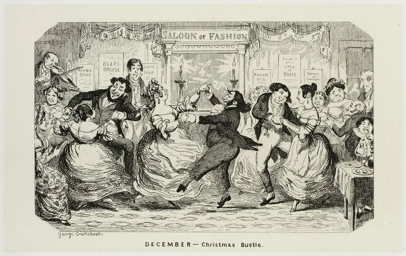 December - Christmas Bustle from George Cruikshank's Steel Etchings to The Comic Almanacks: 1835-1853 Wall Art by George Cruikshank - High-Resolution Digital Print