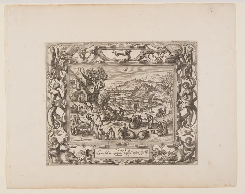 December, from The Twelve Months Wall Art by Pieter van der Borcht - High-Resolution Digital Print