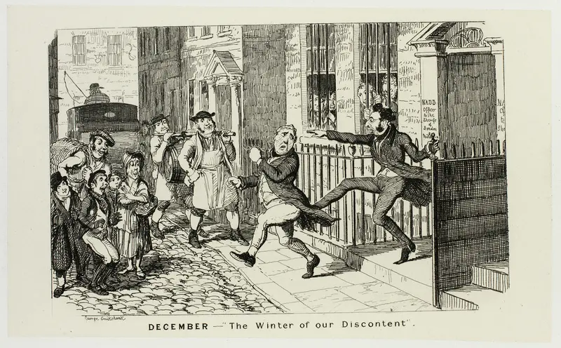 December - "The Winter of Our Discontent" from George Cruikshank's Steel Etchings to The Comic Almanacks: 1835-1853 Wall Art by George Cruikshank - High-Resolution Digital Print