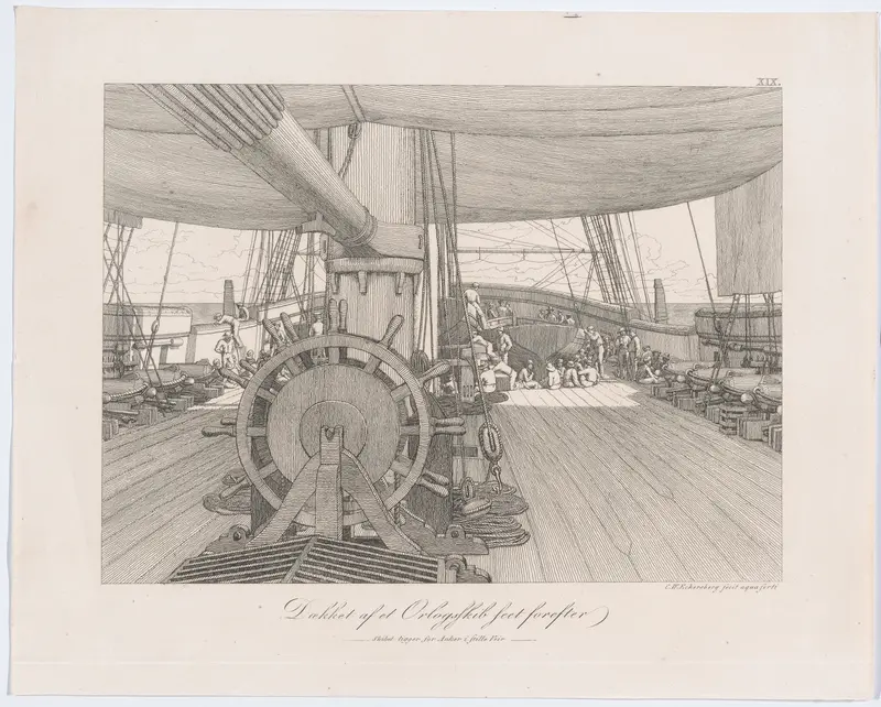 Deck of a Warship Wall Art by Christoffer Wilhelm Eckersberg - High-Resolution Digital Print