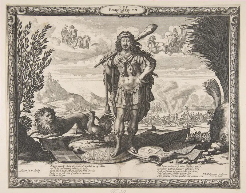 Declaration of War on Spain by Louis XIII: The King as Hercules Wall Art by Abraham Bosse - High-Resolution Digital Print