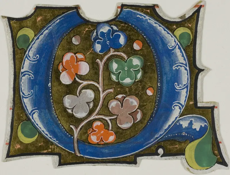 Decorated Initial "Q" with Three Balls and Six Leaves from a Choir Book Wall Art by Unknown - High-Resolution Digital Print