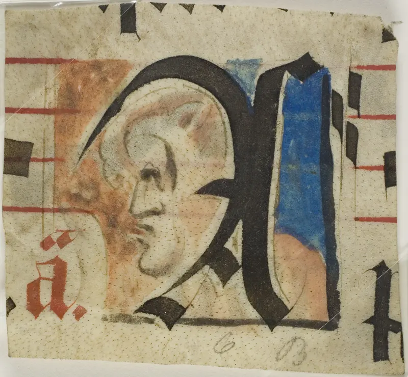 Decorated Initial with Grotesque in Profile from a Choir Book Wall Art by Unknown artist - High-Resolution Digital Print