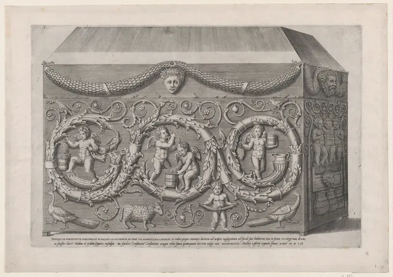 Decorated Sarcophagus with Arabesques, from "Speculum Romanae Magnificentiae" Wall Art by Anonymous - High-Resolution Digital Print
