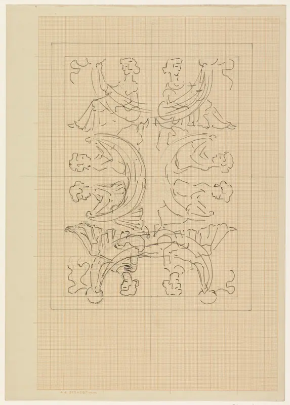 Decoratief ontwerp met acht zittende vrouwen Wall Art by Carel Adolph Lion Cachet - High-Resolution Digital Print