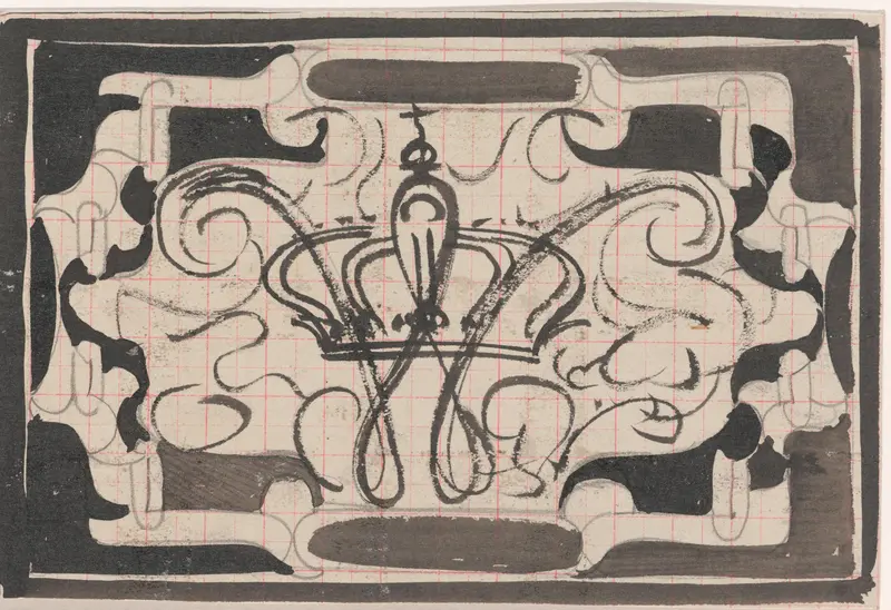 Decoratief ontwerp met gekroonde W Wall Art by Carel Adolph Lion Cachet - High-Resolution Digital Print