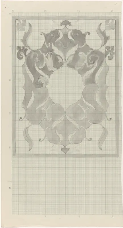 Decoratief ontwerp met gestileerde leeuwen Wall Art by Carel Adolph Lion Cachet - High-Resolution Digital Print