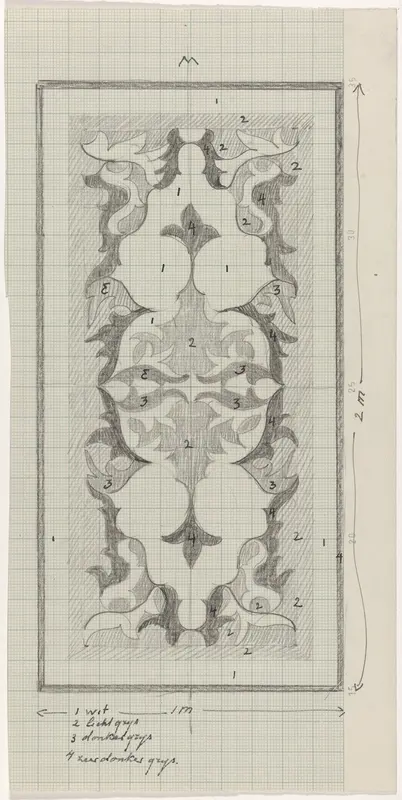 Decoratief ontwerp met kleuraanduidingen Wall Art by Carel Adolph Lion Cachet - High-Resolution Digital Print