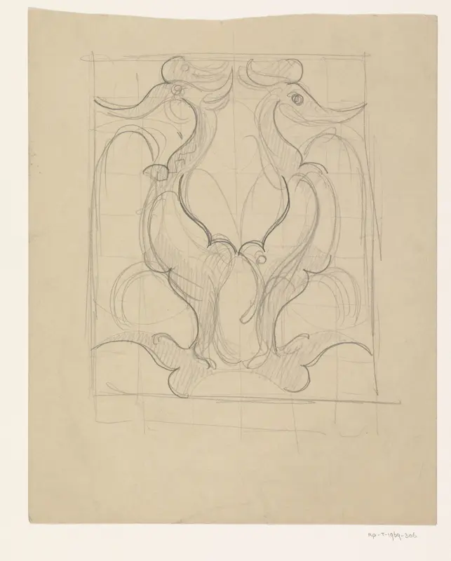 Decoratief ontwerp met twee vogels Wall Art by Carel Adolph Lion Cachet - High-Resolution Digital Print