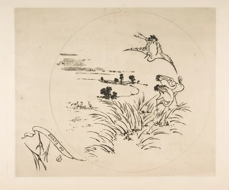 Decoration for a Plate: A Pond Wall Art by Félix Bracquemond - High-Resolution Digital Print