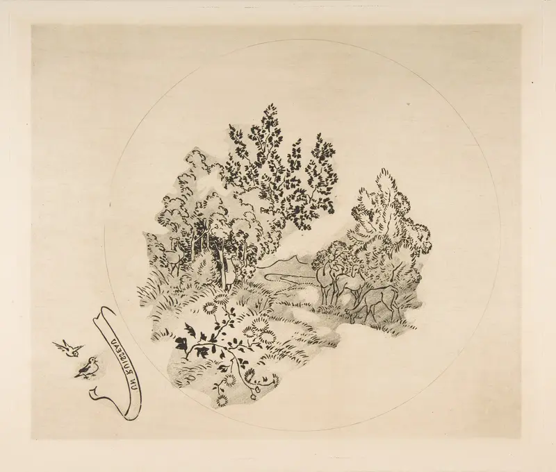 Decoration for a Plate: A Stream Wall Art by Félix Bracquemond - High-Resolution Digital Print
