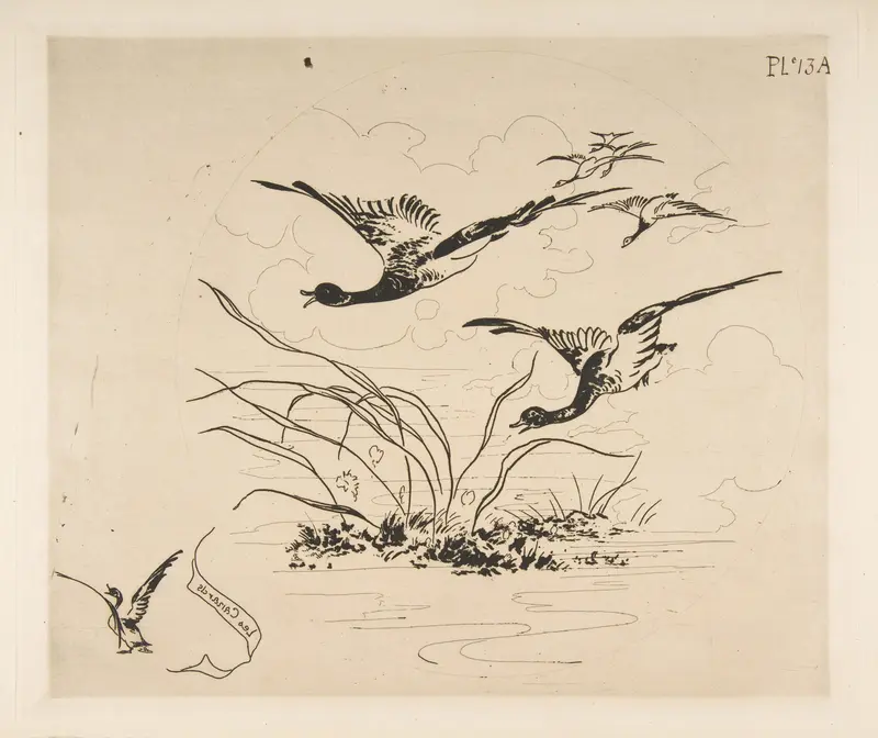 Decoration for a Plate: Ducks Wall Art by Félix Bracquemond - High-Resolution Digital Print