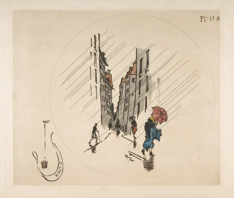Decoration for a Plate: Rain Wall Art by Félix Bracquemond - High-Resolution Digital Print