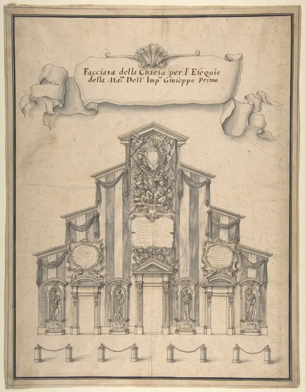 Decoration for the Façade of a Church for the Funeral of Joseph I, 1711 Wall Art by Anonymous, Italian, 18th century - High-Resolution Digital Print