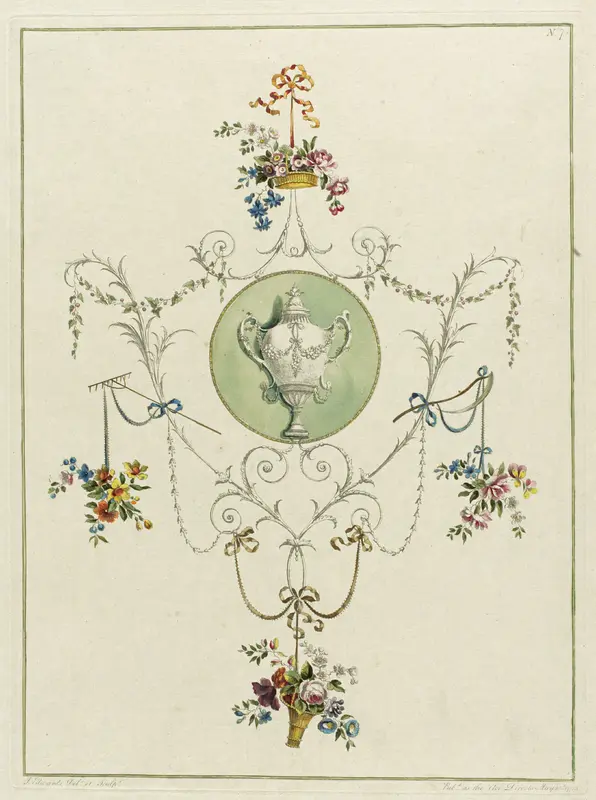 Decorative Floral Print, from A Collection of Flowers Drawn after Nature by John Edwards - High-Resolution Digital Print