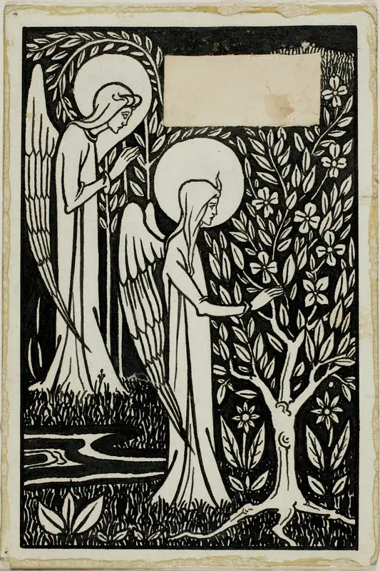 Decorative Study: Two Angels Wall Art by Aubrey Vincent Beardsley - High-Resolution Digital Print