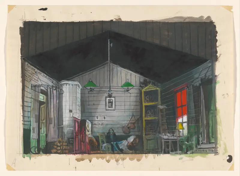 Decorontwerp voor het toneelstuk Platonov van Tsjechov, geproduceerd door de Haagsche Comedie Wall Art by Unknown - High-Resolution Digital Print