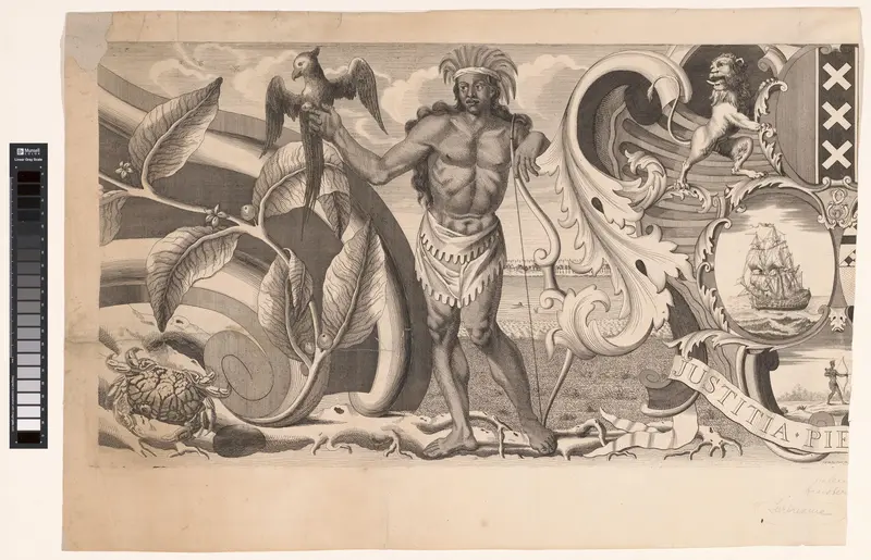 Deel van de rand van een kaart van Suriname (linkerdeel) Wall Art by Unknown - High-Resolution Digital Print