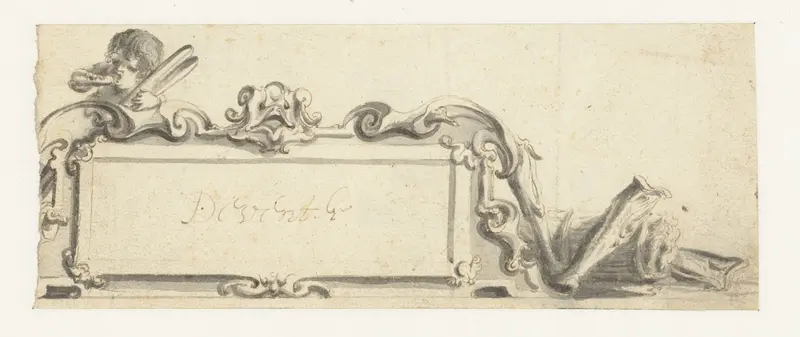 Deel van een cartouche met een masker en een figuur Wall Art by Pieter Jansz - High-Resolution Digital Print