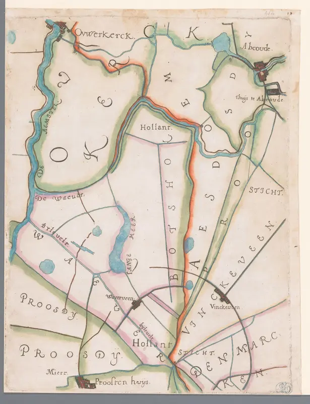 Deel van een kaart van het Hoogheemraadschap van Rijnland, met Abcoude en Vinkeveen Wall Art by Balthasar Florisz. van Berckenrode - High-Resolution Digital Print