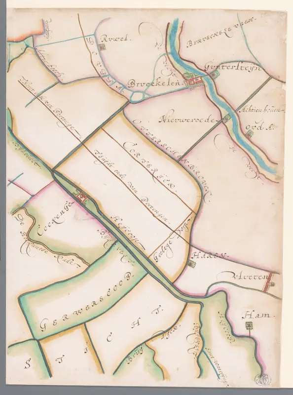 Deel van een kaart van het Hoogheemraadschap van Rijnland, met Breukelen en omgeving Wall Art by Floris Balthasarsz. van Berckenrode - High-Resolution Digital Print