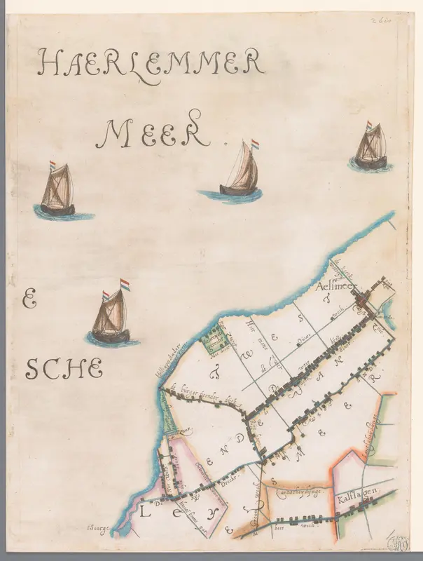 Deel van een kaart van het Hoogheemraadschap van Rijnland, met het Haarlemmermeer en Aalsmeer Wall Art by Floris Balthasarsz. van Berckenrode - High-Resolution Digital Print