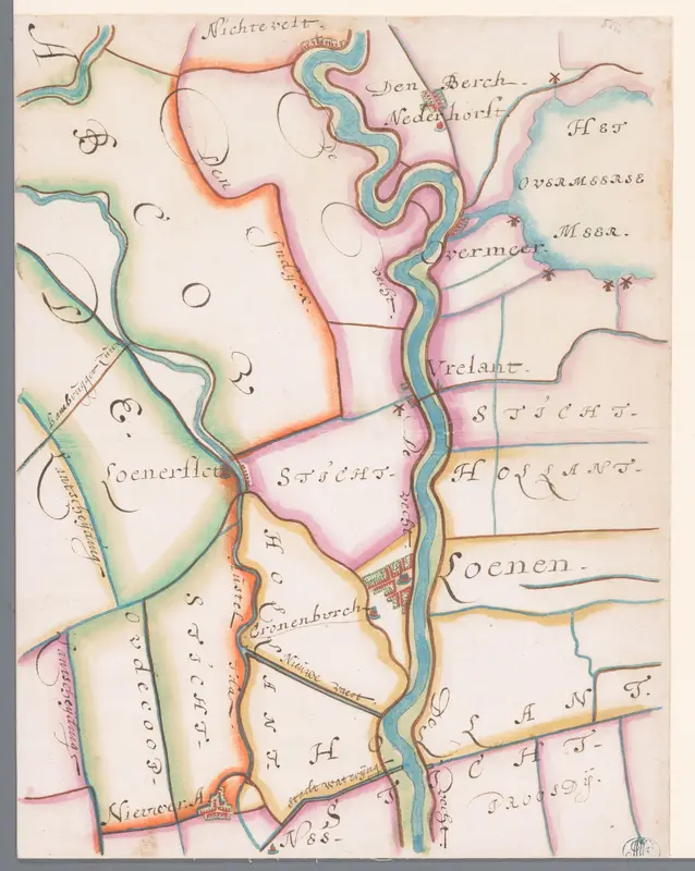 Deel van een kaart van het Hoogheemraadschap van Rijnland, met Loenen en omgeving Wall Art by Floris Balthasarsz. van Berckenrode - High-Resolution Digital Print