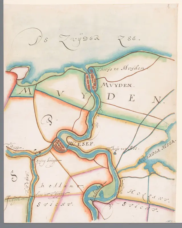 Deel van een kaart van het Hoogheemraadschap van Rijnland, met Weesp en Muiden Wall Art by Balthasar Florisz. van Berckenrode - High-Resolution Digital Print