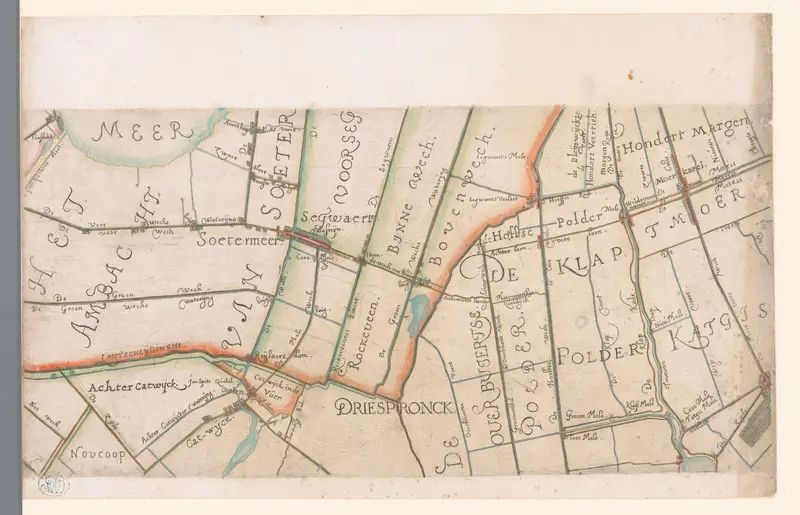 Deel van een kaart van het Hoogheemraadschap van Rijnland, met Zoetermeer en omgeving Wall Art by Floris Balthasarsz. van Berckenrode - High-Resolution Digital Print