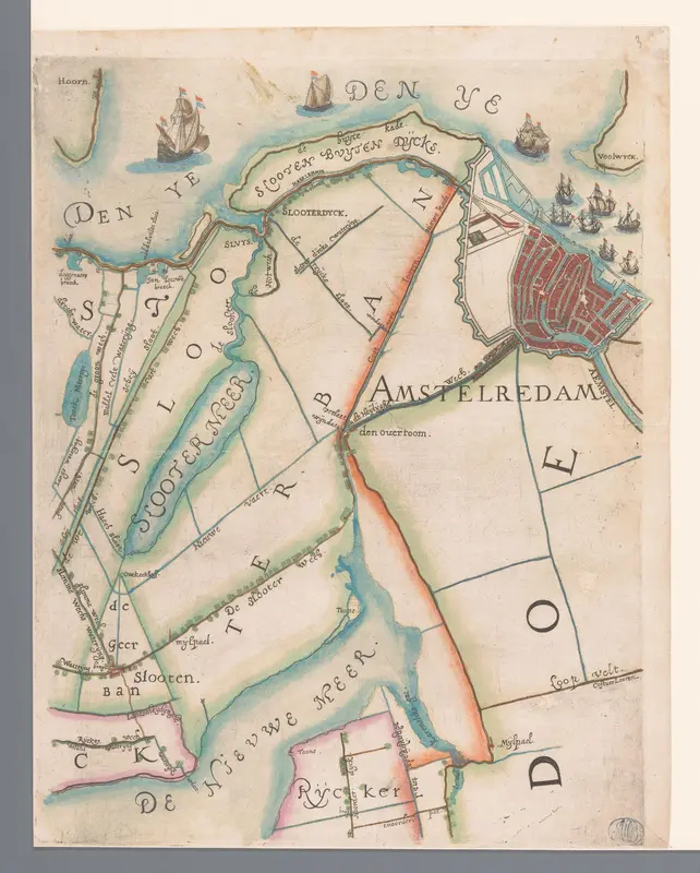 Deel van een kaart van Rijnland, met Amsterdam en omgeving Wall Art by Floris Balthasarsz. van Berckenrode - High-Resolution Digital Print