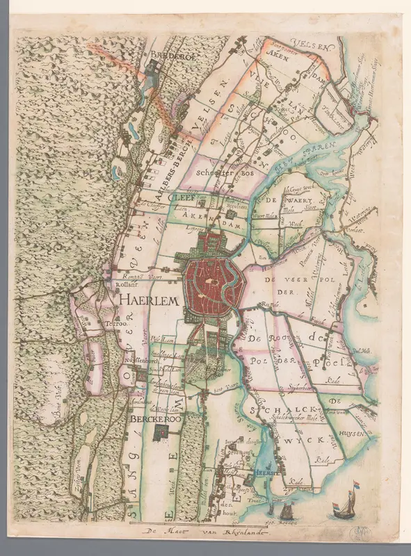 Deel van een kaart van Rijnland, met Haarlem en omgeving Wall Art by Floris Balthasarsz. van Berckenrode - High-Resolution Digital Print