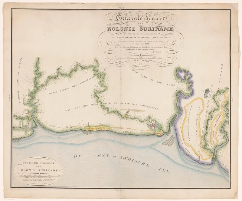 Deel van een kaart van Suriname Wall Art by H. Eekhoff Hzn - High-Resolution Digital Print