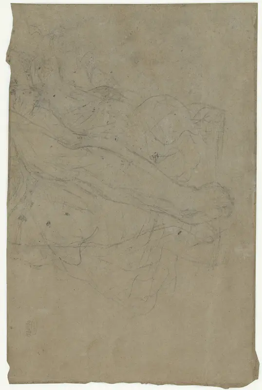 Deel van een studie van een liggend figuur Wall Art by Jean-François de Troy - High-Resolution Digital Print
