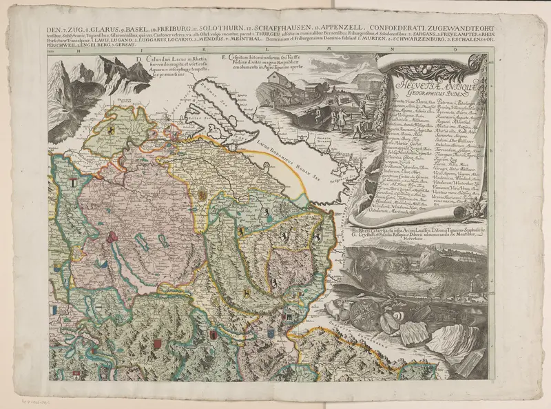 Deel van een vierdelige kaart van Zwitserland (rechtsboven) Wall Art by Unknown - High-Resolution Digital Print
