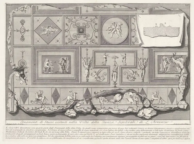 Deel van het ornamentele plafond van de graftombe van de Arruntius familie Wall Art by Unknown - High-Resolution Digital Print