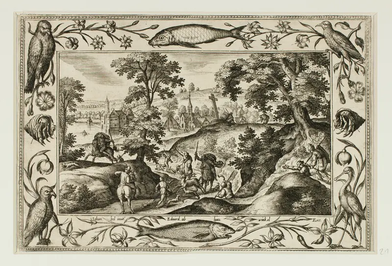 Deer Hunt, from Landscapes with Old and New Testament Scenes and Hunting Scenes