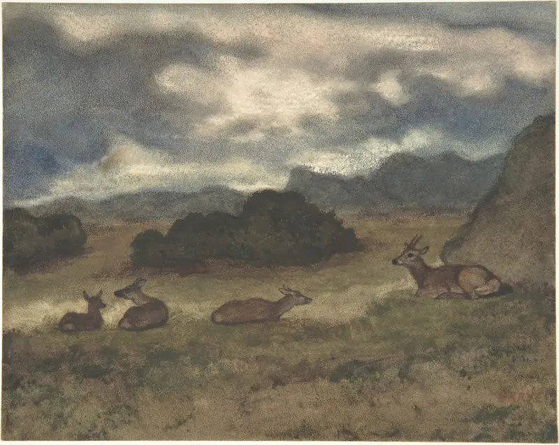 Deer in Landscape Wall Art by Antoine-Louis Barye - High-Resolution Digital Print