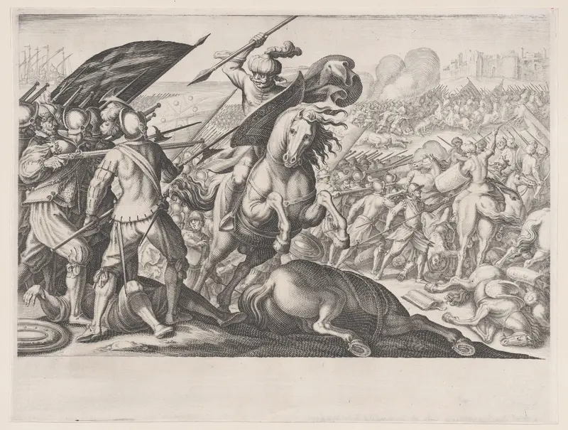 Défaite de la Cavalerie Turque (Defeat of the Turkish Cavalry), from La Vie de Ferdinand Ier de Médicis série appelée aussi Les Batailles des Médicis (The Life of Ferdinand I de'Medici also called The Medici Battles) Wall Art by Jacques Callot - High-Resolution Digital Print