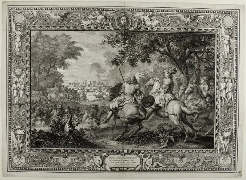 Defeat of the Spanish Army Near the Canal at Bruges by the Troops of King Louis XIV 1667 Wall Art by Sébastien Le Clerc, the elder - High-Resolution Digital Print