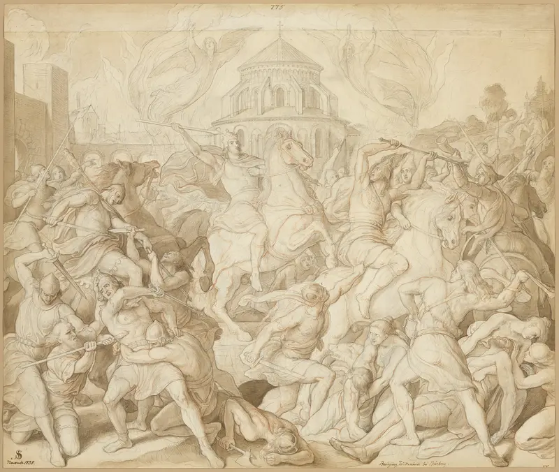 Defeat of Wittekind near Bürberg Wall Art by Julius Schnorr von Carolsfeld - High-Resolution Digital Print